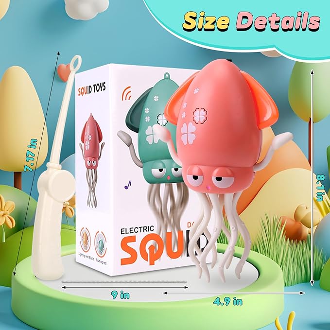 Dancing Octopus Baby Toy, Electric Crawling Squid with Obstacle Avoidance, Infant Light up Music Toys for 3 4 5 6 7 Year Old Kids, Rechargeable Tummy Time Toy Boy Girl Birthday Gifts (Pink)