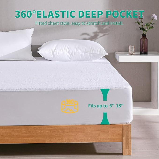 LAVANCE Premium Cotton Terry Mattress Protector – Twin XL Size, Waterproof Soft Noiseless Dirt-Proof Washable Bed Mattress Cover