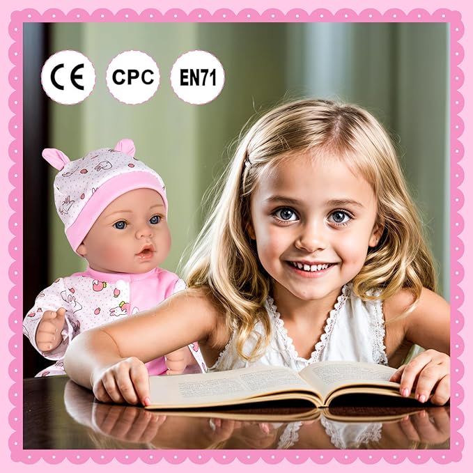 Aori Lifelike Reborn Baby Dolls - 18'' Realistic Newborn Girl Handmade Baby Doll with Pink Outfit & Birth Certificate - Weighted Body for Role Play, Gift for Kids Ages 3+