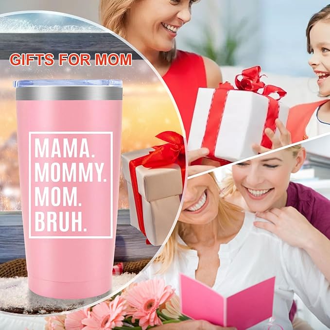 MFGNEH Mothers Day Birthday Gifts for Mom,Mom Christmas Gifts from Daughter, Son,Kids,Mother Gift,Thank You Gift for Mama Mommy Bruh,Women,20oz Pink Stainless Steel Tumbler Cup