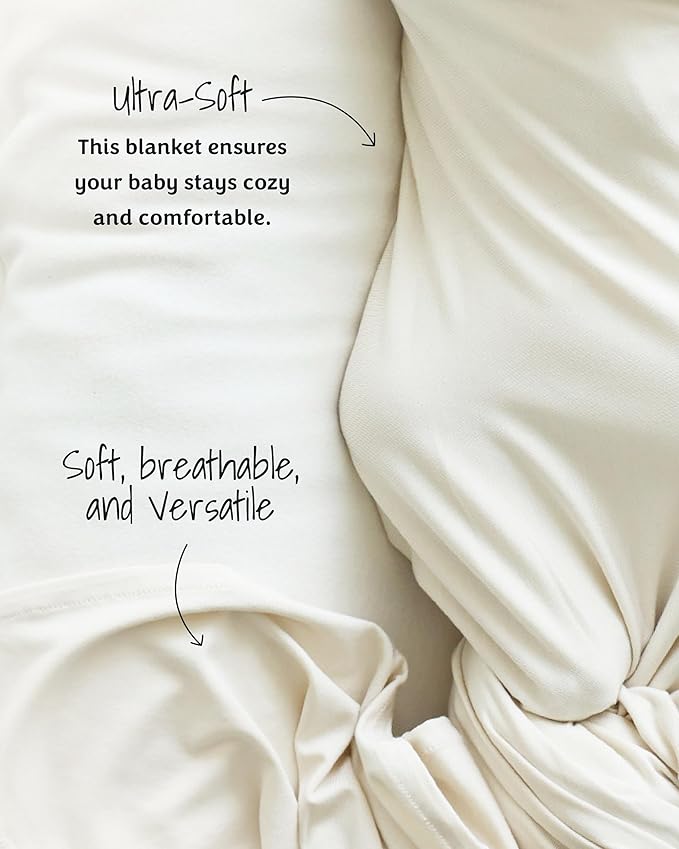 Caden Lane Baby Swaddle & Receiving Blanket, Soft, Breathable & Temperature-Regulating Bamboo Viscose Fabric for Swaddling Newborns, Gender Neutral Infant Blanket for Boys & Girls, Oat Beige