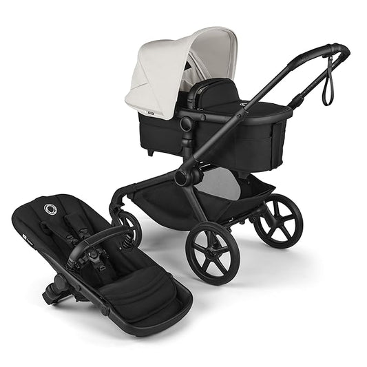 Bugaboo Kangaroo All-Terrain Single-to-Double Tandem Stroller for Infant and Toddler, for Up to Three Kids, XL Wheels, One-Hand Operation, Large Bassinet, XL Underseat Storage (Misty White)