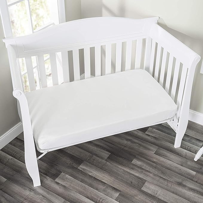 Everyday Kids 2-Pack Fitted Crib Sheets, 100% Soft Breathable Microfiber Baby Sheet, Fits Standard Size Crib Mattress 28in x 52in, White Nursery Sheet and Lavender Nursery Sheet