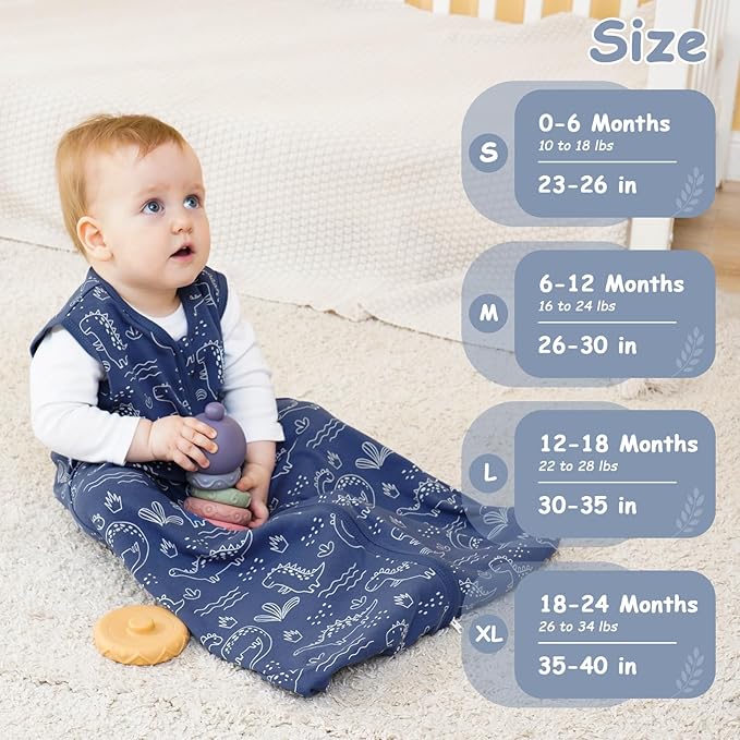 Looxii Baby Sleep Sack 0.5 TOG, 100% Cotton 3 Pack Wearable Blanket Baby Sleep Bag for Newborn Infant, 2-Way Zipper Lightweight Toddler Sleeping Sack 12-18 Months