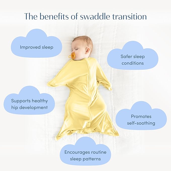 SleepingBaby EverSoft Zipadee-Zip Transition Swaddle - Roomy Wearable Blanket with Two Way Zipper - Viscose from Bamboo - Sunshine, Small (4-8 Month)