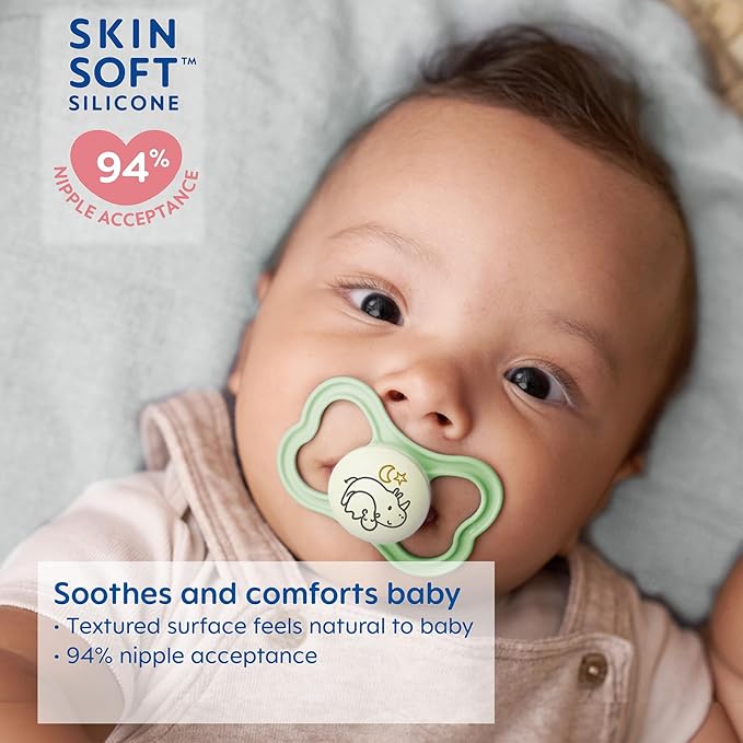 MAM Air Night & Day Baby Pacifier, for Sensitive Skin, Glows in The Dark, 3 Pack, 6-16 Months, Unisex