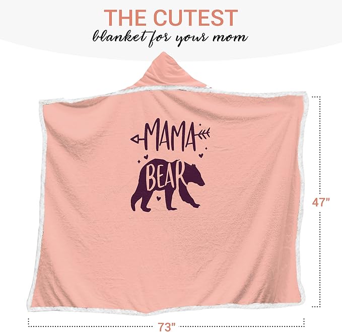Vprintes Mama Pink Wearable Blanket Hoodie - Birthday Gifts for Mom from Daughter Son - Wife Birthday Gifts, Gifts for Wife from Husband