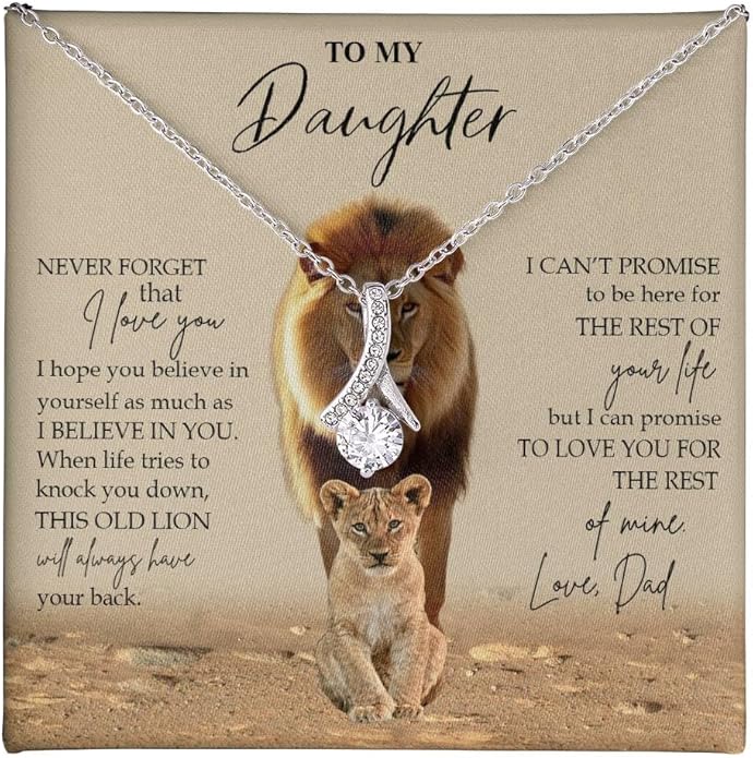 To My Daughter Gift Necklace From Dad or Mom - Badass Daughter Jewelry With Heartfelt Message & Elegant Box
