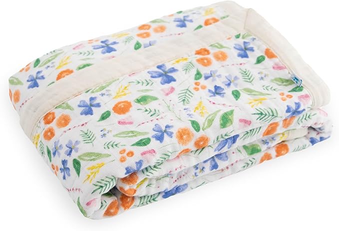 Little Unicorn Newborn Receiving Quilt | Ultra- Soft, Multi-Layered Muslin Fabric | Gift for Newborns & on-The-go (Mountain Bloom)
