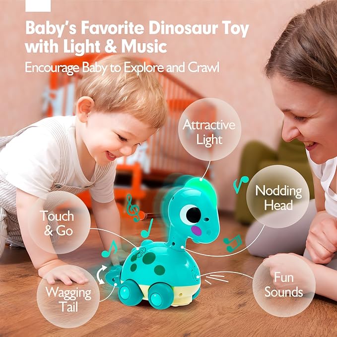 CubicFun Baby Toys 12-18 Months - Touch & Go Musical Light Tummy Time Infant Baby Crawling Toys 12 Months, Toddler Travel Toy for 1 Year Old Boy Christmas Birthday Gifts Stocking Stuffers