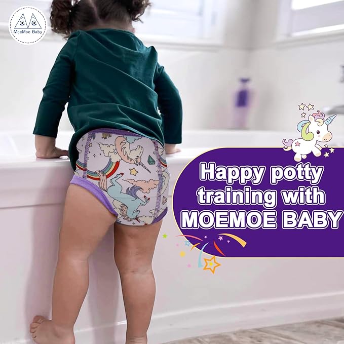 MOEMOE BABY Training Underwear 10 Packs Absorbent Potty Training Pants for Boys and Girls Cotton Pee Pants 2-9T