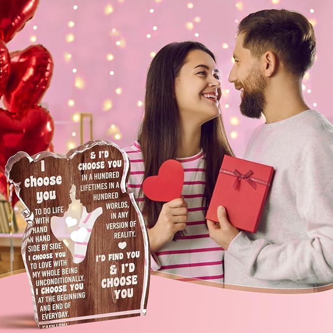 MAMAGIFTREE I Love You Romantic Gifts for Her Him, Wife, Husband, Couple, Boyfriend Girlfriend, Anniversary Wedding Gifts for Women Men - Desk Decor Acrylic Sign