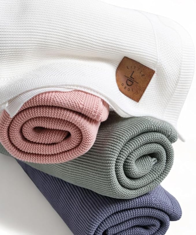 Hypoallergenic Silky Baby Blanket - 30x40 Inches White, Oeko-TEX® Certified, Thermal-Regulating, Soft Knit for Girls & Boys - Swaddle or Toddler Blanket, Dua