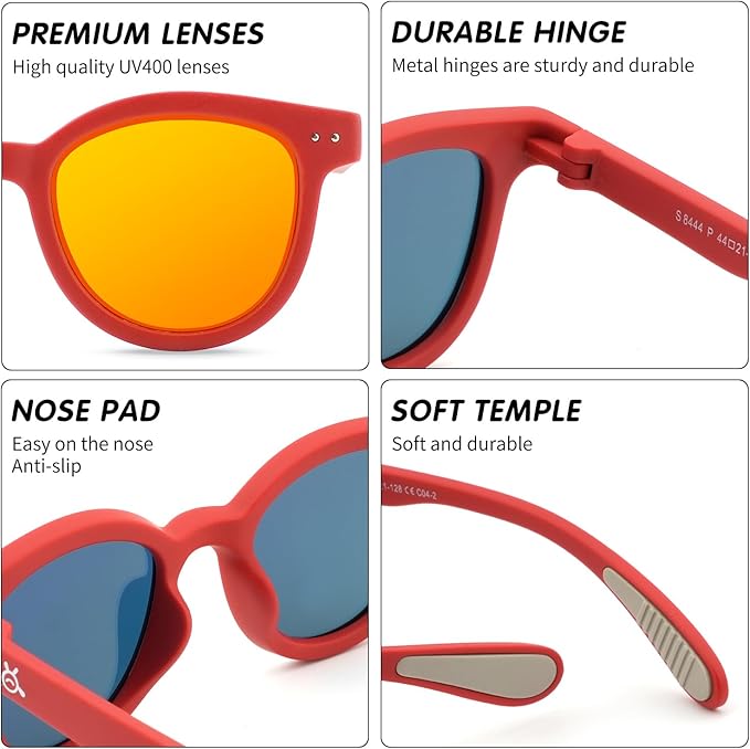 EYEBUDDY Kids Sunglasses for Boys Girls Age 2-8 Polarized UV Protection Toddler Children Sun Glasses Pack of 2