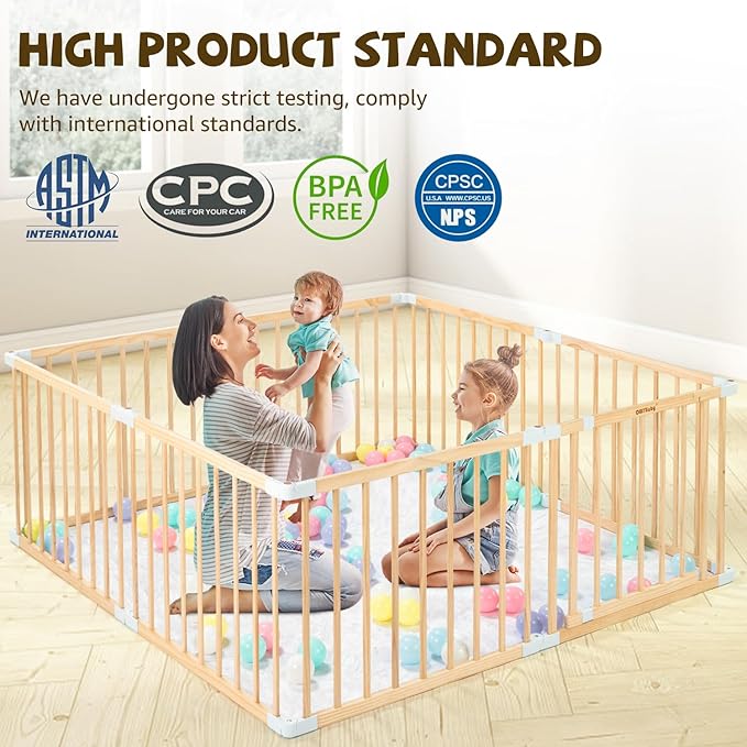 1PC Door Panel for Wooden Baby Playpen, Changeable & Expandable Baby Gate Playard Wooden Play Fence Accessories, Large Wood Playpen Panel Safe Play Area Kids Activity Center Accessories (Door)