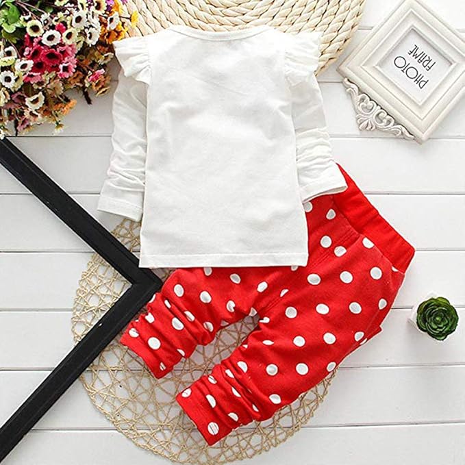 Cute Toddler Baby Girls Clothes Set Long Sleeve T-Shirt and Pants Kids 2pcs Outfits