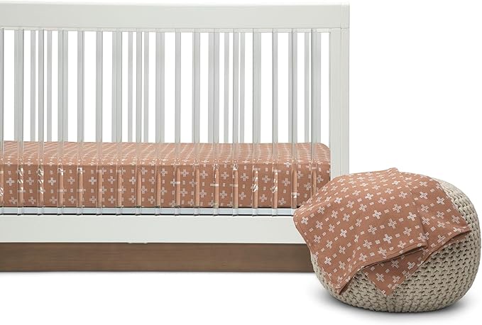 Delta Children 100% Organic Jersey Cotton Baby Receiving Blankets for Girls and Boys – 30x40 Inches - GOTS Certified (Pack of 2), Neutral Boho