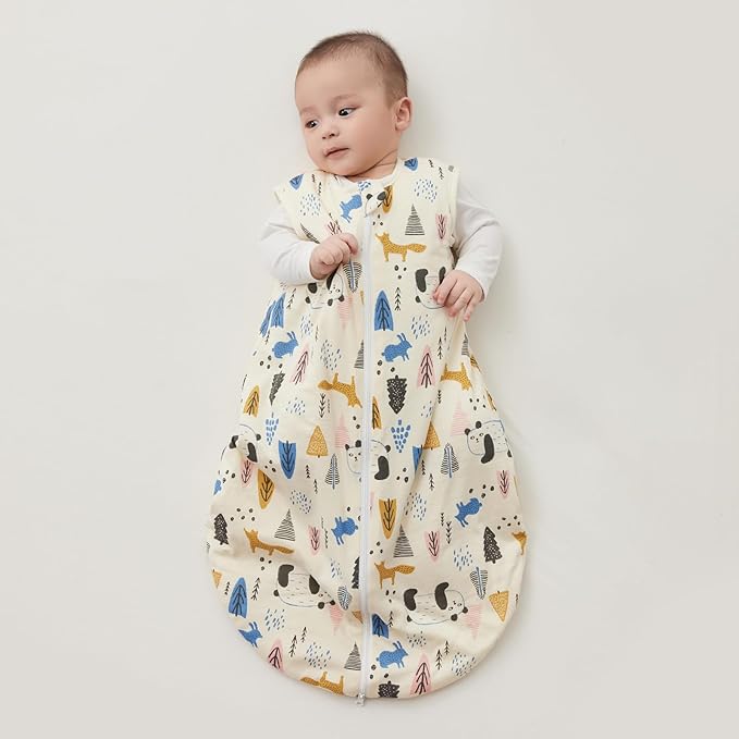 Duomiaomiao 1.5 TOG Baby Sleep Sack 100% Cotton Four Season Baby Wearable Blanket, Breathable Comfy Toddler Sleeping Sack