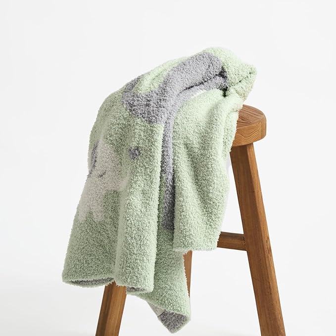 EVERGRACE Soft Plush Baby Blanket for Boys Girls with Print Animal Pattern, Fleece Fuzzy Toddler Nursery Blanket Lightweight Warm Cozy Throw Blanket for Baby Crib, Bed, Elephant, Sage Green, 50"x60"
