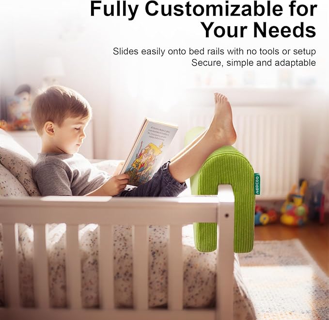 Bed Rail Bumpers Protector, Hospital Bed Rails Padding, Loft Beds and Bunk Beds Bumpers Protector, Premium Soft Memory Foam - Anti-Bump | Fall Prevention, Size 27.6 x 5.5 x 7.9 Inches, Green