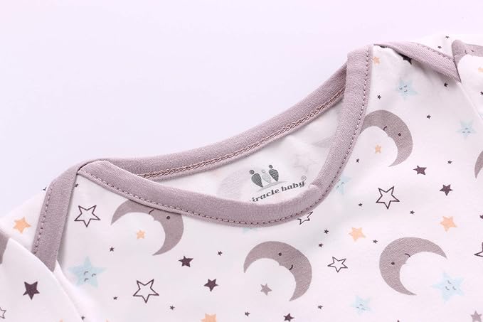 Newborn Knotted Nightgown Long Sleeve with Matching Hat Set 3 Pack, Cotton Baby Sleeper Gowns Sleeping Bags Home Outfits Set with Mitten Cuffs for Boys Girls (Moon + Star + Planet, 0-6 Months)