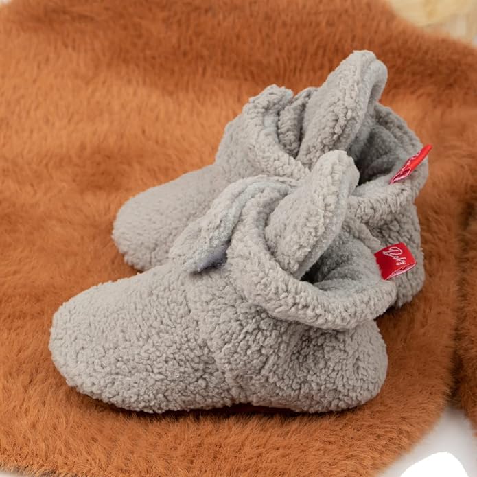 Sawimlgy Newborn Infant Baby Girl Boy Cotton Booties Stay On Sock Slippers Soft Bedroom Shoes Non-Skid Ankle Boots With Grippers Toddler Crib Warm Shoe First Walker Birthday Shower