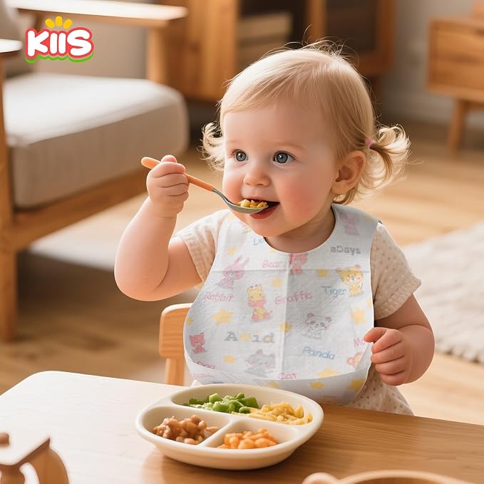 KIIS Disposable Baby Bibs for Baby Boys and Girls - Individually Packaged - Hygienic, Soft and Leakproof (20 PCS / 60 PCS)