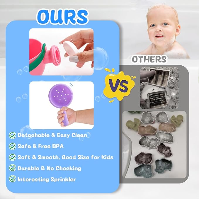 Baby Bath Toys for Kids Ages 1-3 5 PCS Toddler Bath Toys Mold Free for 2-4 Bathtub Sand Beach Pool Water Toddler Toys & Gifts (Color Random)