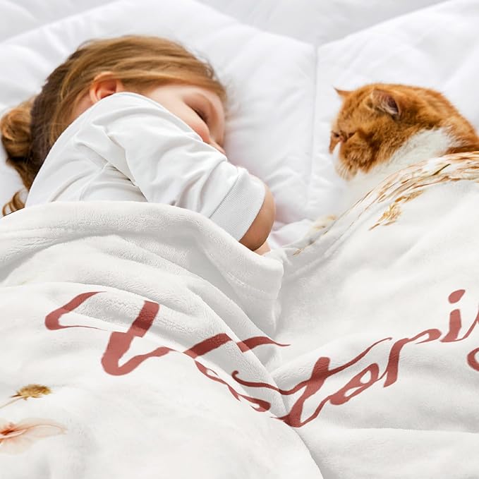 Personalized Baby Blanket with Name, Custom Baby Blanket for Kids Soft Flannne Blankets in Easter Personalized Baby Gifts for Infant Newborn Shower (Brown)