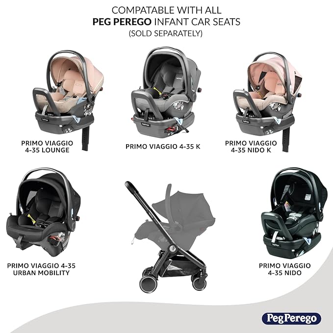 Peg Perego City Loop Frame Only | Compact Travel System from Infant to Toddler | Air Travel Friendly | Compatible with All Primo Viaggio Infant Car Seats-Sold Separately