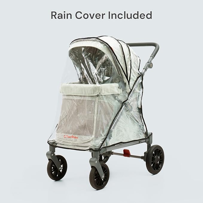 Familidoo Q1 Multi-Use Kids Wagon Stroller – Foldable, Lightweight & All-Terrain for Kids & Pets – 5-Point Safety Harness, Rain Cover & Compact Travel Design – Supports Up to 132 lbs (Sage Green)