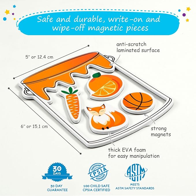 Simply magic 11 Jars Magnetic Color Sorting Set - Color Sorting Toys for Toddlers, Magnetic Shapes, Learning Colors Recognition Magnets, Color Matching Games for Toddlers, Preschool Circle Time