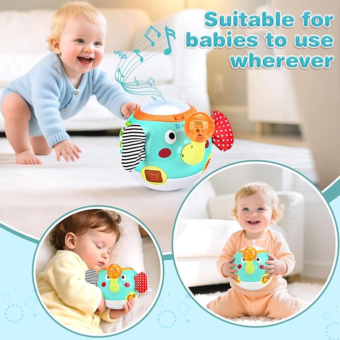 Crawling Toys - Baby Toys 6-12 Months, Elephant Musical Toy with Lights & Sounds, Interactive Learning Baby Crawling Toys for Motor Skills Development, Sensory Toys for Boys Girls, Christmas Birthday