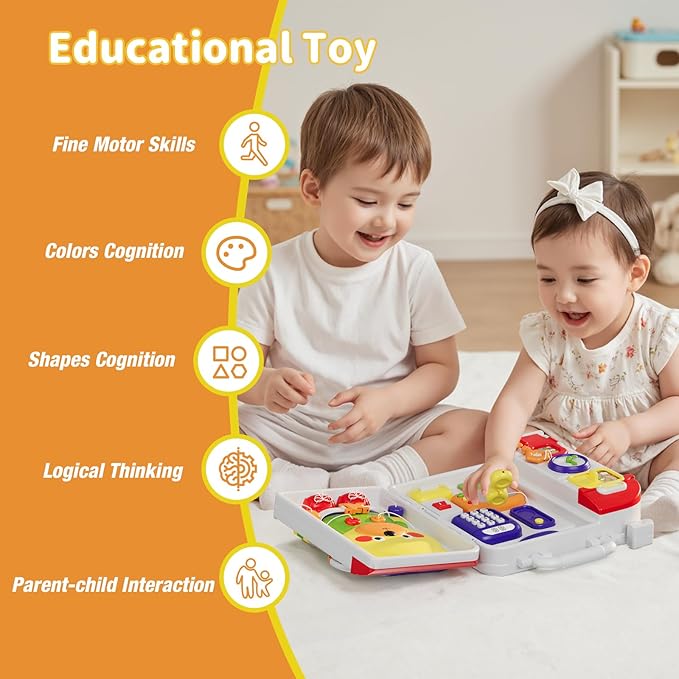 Busy Board for 1+ Year Old, Montessori Sensory Board for Toddlers, Bilingual Learning Toy Travel Musical Birthday Gift for Baby Boys Girls Ages 2 3 4