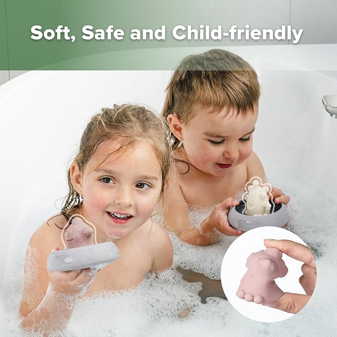 Haakaa Squeeze Alien Explorers Baby Bath Toys, Food Grade Silicone Toddler Bath Toys for Bathtubs/Swimming Pools/Beaches, Detachable Mold Free Floating Tub Toys for Kids Ages 1-3 (Nova+Jupiter)