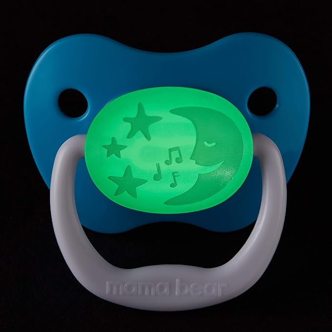 Amazon Brand - Mama Bear Glow-in-The-Dark Baby Pacifier, Stage 2 (6-12M), BPA Free, Assorted Colors, 4 Count (Pack of 2)