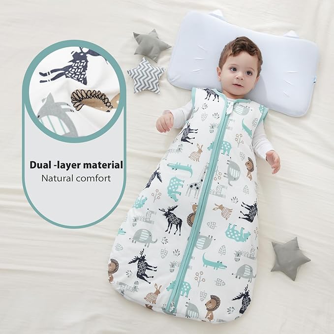 Mosebears Sleep Sack Baby Winter Wearable Blanket with 2-Way Zipper,2.5 TOG Cotton Sleep Sack Unisex (Deer, 18-24 Months)