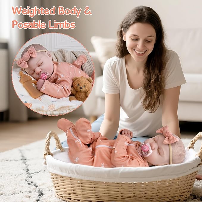 Aori Weighted Reborn Baby Doll - 20 Inch Realistic Lifelike Newborn Girl with Clothing, Soft Body Doll for Girls Age 3+, Best Gift for Christmas/Birthday/Baby Shower