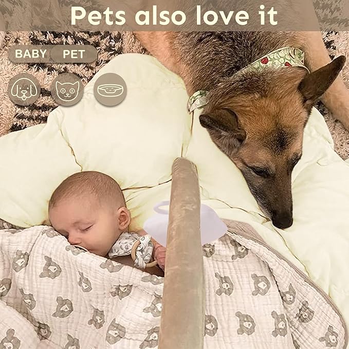 5-in-1 Thick & Plush Baby Play Gym, Baby Play Mats for Floor, Tummy Time Mat with 6 Toys, Cat and Dog Bed, Convertible Stage-Based Developmental from Babies to Toddler, Ball Pit, Pet Cushion, Cloudico