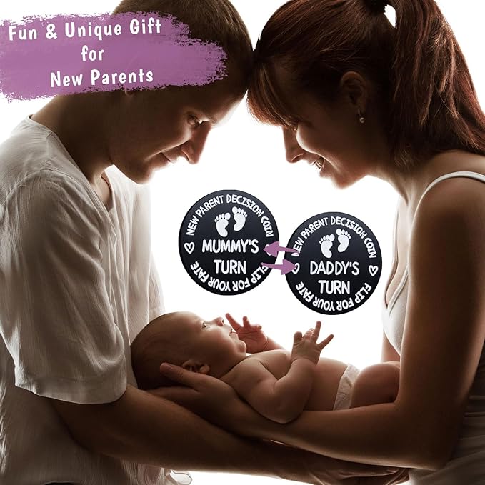 Fathers Day New Baby Gifts for Parents,Double-Sided Decision Coin Gift for New Mom & Dad,Funny Baby Shower Gifts for Couple,Gifts for Pregnant Women as Halloween Thanksgiving Christmas Gift,B-Black