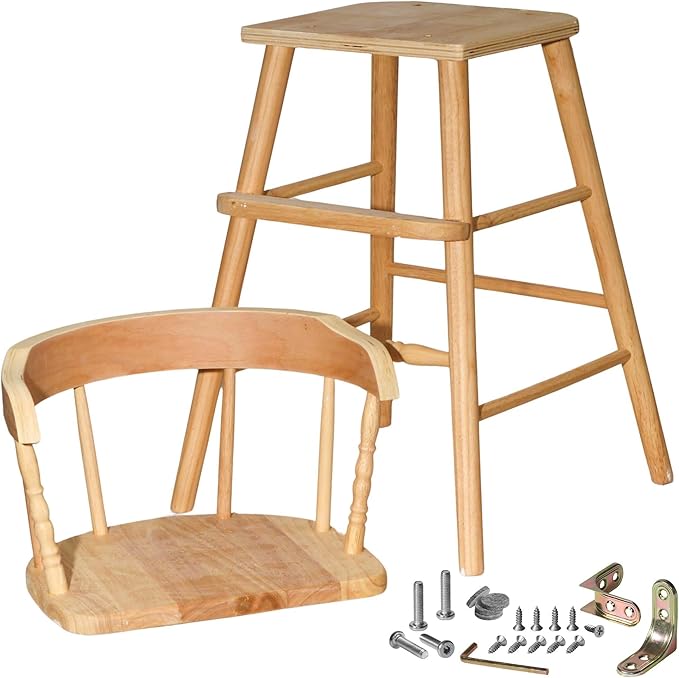 Sargent's Sons Amish Style Wooden Youth Chair, Desk Chair, Youth Dinning Chair with Step & Arms (Natural Unfinished)