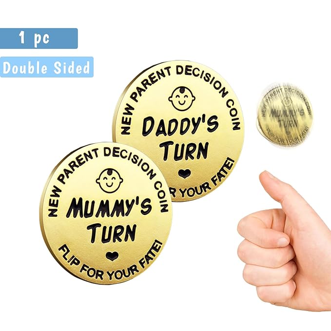 Fathers Day New Baby Gifts for Parents,Double-Sided Decision Coin Gift for New Mom & Dad,Funny Baby Shower Gifts for Couple,Gifts for Pregnant Women as Halloween Thanksgiving Christmas Gift,A-Gold