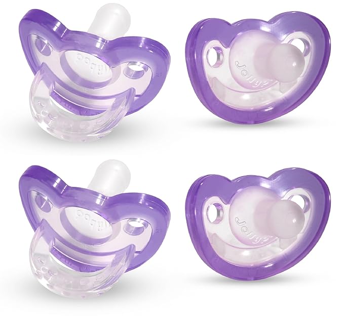 RaZbaby Jollypop Pacifier for Newborns & Up, USA Made, Natural Shaped Orthodontic Binky, Lovingly Shared in NICUs & Hospitals Worldwide, Medical-Grade 100% BPA-Free - 0-3 Months, 4 Pack - Lavender