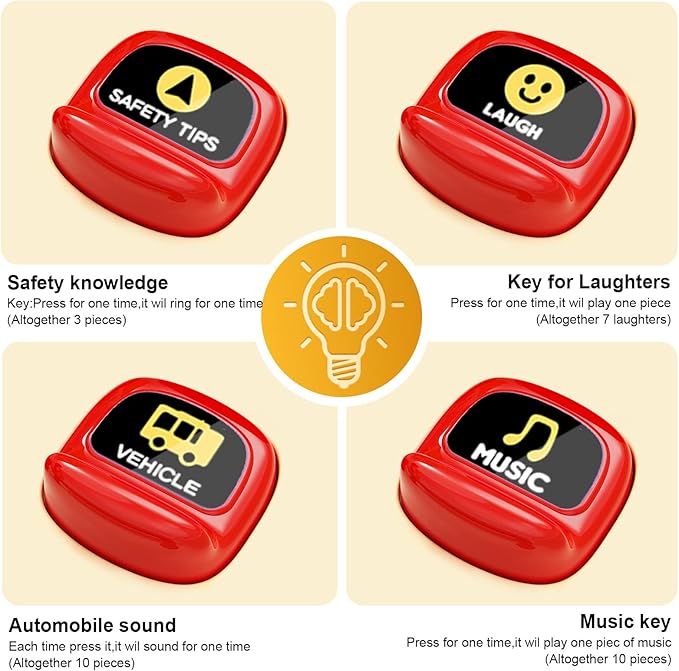 HONGTUO Fire Truck Toys with Teaching Meaning, Simulation Steering Wheel Driving Toy, Toddlers Fire Truck Toy with Sound and Light, Simulate a Rescue fire Scene,Gift for 3-5 Boys & Girls