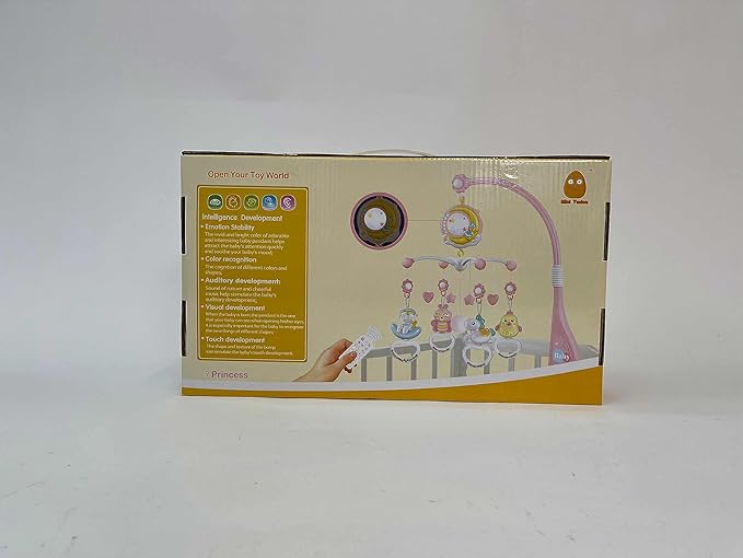 Baby Musical Crib Mobile with Timing Function Projector and Lights,Hanging Rotating Rattles and Remote Control Music Box with 150 Melodies,Toy for Newborn 0-24 Months
