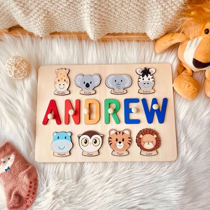 Name Puzzle for Kids Personalized, Custom First Birthday Girl Boy Gifts, Name Puzzles for Toddlers, Personalized Baby Wooden Montessori Toys