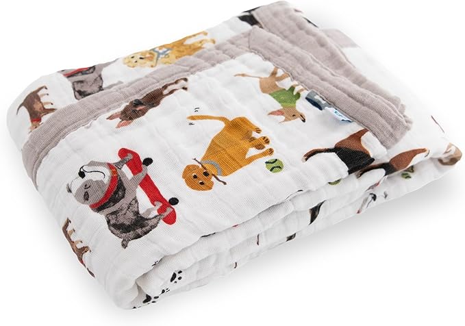 Little Unicorn Newborn Receiving Quilt | Ultra- Soft, Multi-Layered Muslin Fabric | Gift for Newborns & on-The-go (Woof)