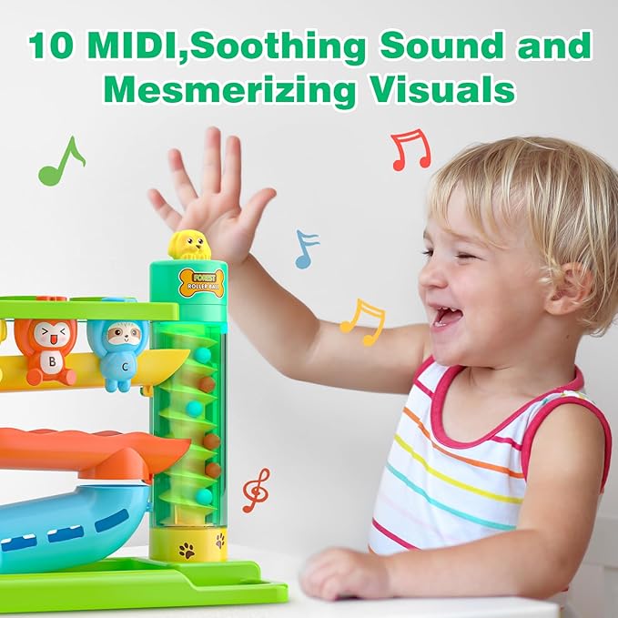 Musical Toys for 1 Year Old Boy Girl, Bilingual Learning Educational Toys with Music Light, Toddlers Ball Drop Toy 1-2 Yr, Gifts Presents for 1 Year Old Boy Girl, 1st First Birthday Gifts