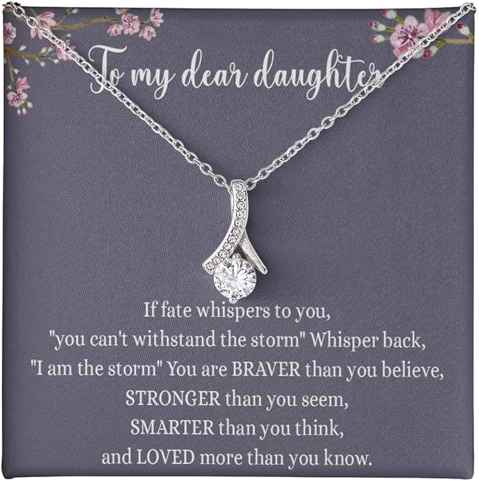 To My Daughter Gift Necklace From Dad or Mom - Badass Daughter Jewelry With Heartfelt Message & Elegant Box