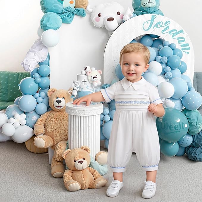 Booulfi Baptism Christening Outfits for Boys Easter White Romper Baby Romper Church Newborn Clothes